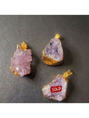 1pc Natural Irregular Amethyst Rock Pendant Healing Crystal Gemstone